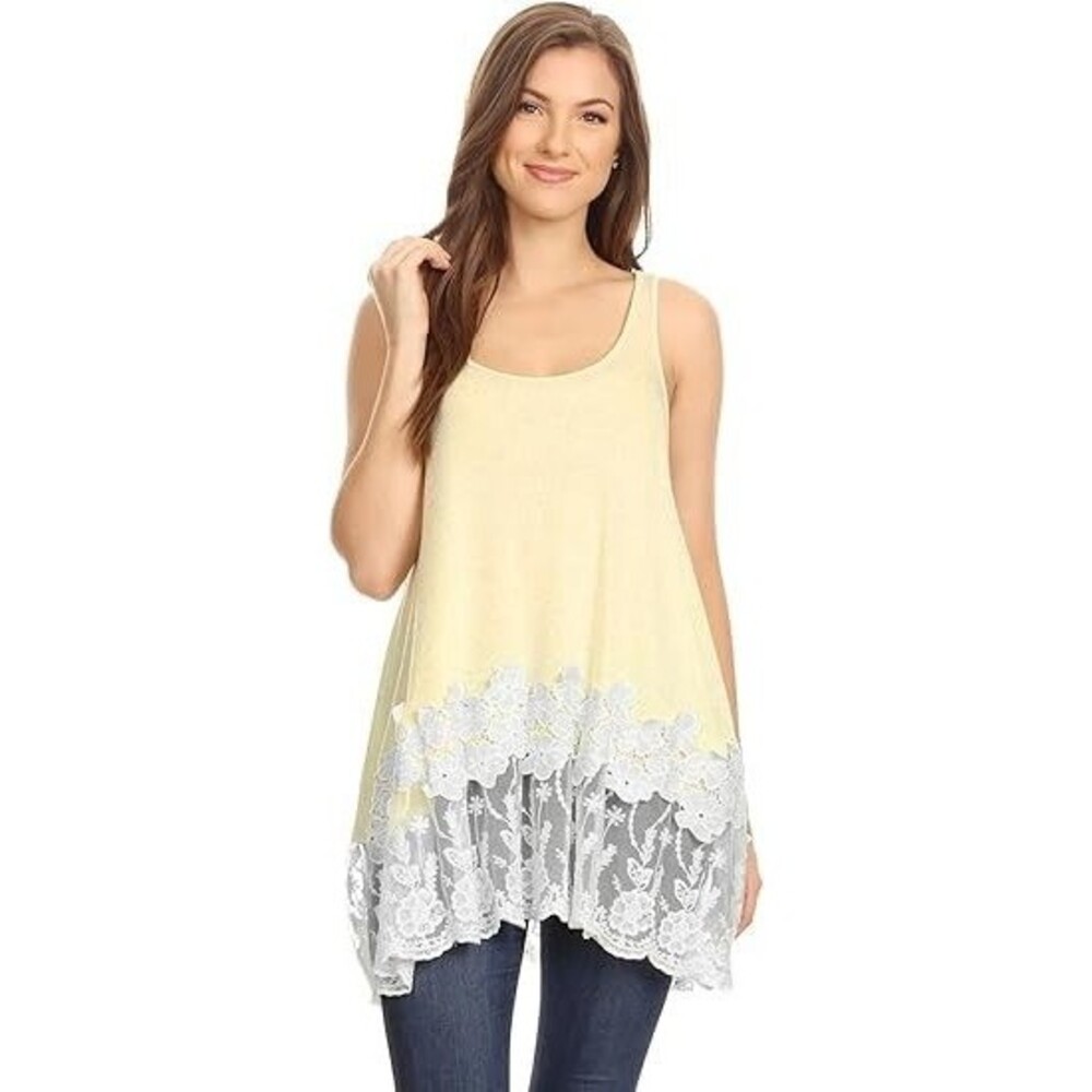 Anna-Kaci Swing Lace Flowy Tank Top Women Casual Camisoles Layering Dress Large